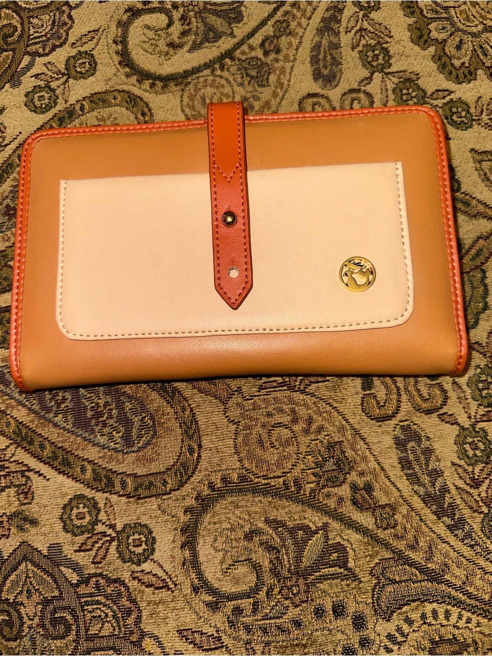 Spartina 449 Cream Leather Wallet with Gold Snap NWOT